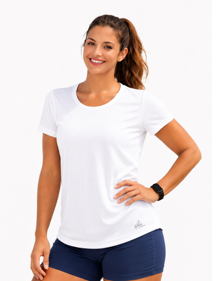 Blusa manga curta Tecido poliamida Branco - Tamanho M